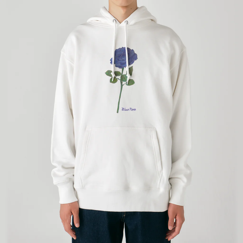 水色プリントの夢叶う青い薔薇 Heavyweight Hoodie