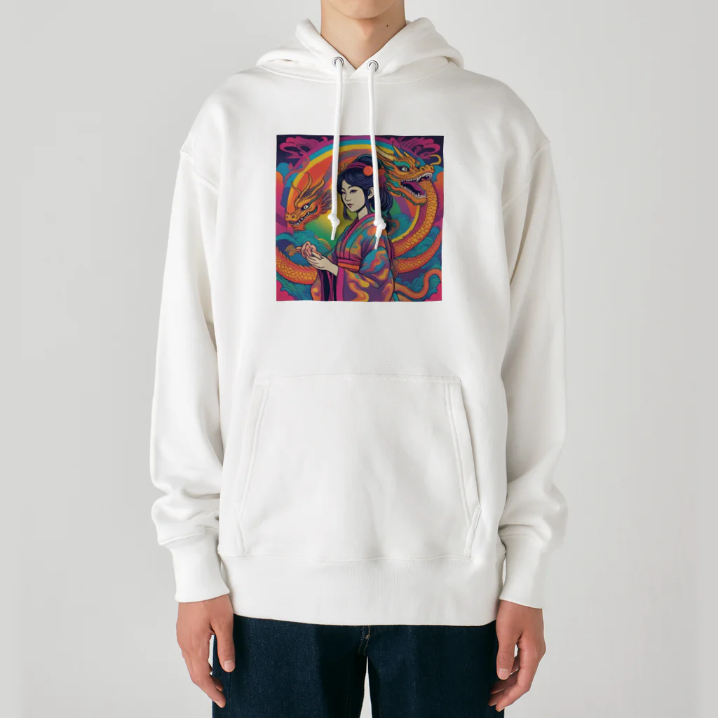 100万屋の百万屋の双竜と巫女グッツ Heavyweight Hoodie