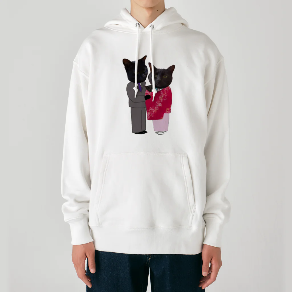 Parallel_merchの黒猫の親子 Heavyweight Hoodie