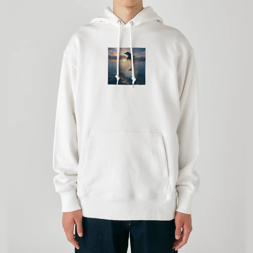 ai美女ショップの夕日とイルカ🐬🌅 Heavyweight Hoodie