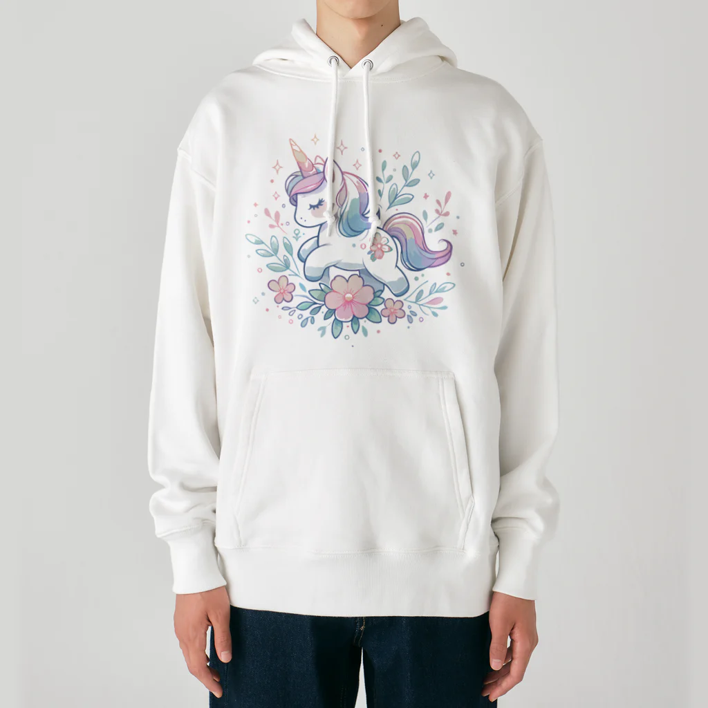 プチポップペインティングのゆめかわユニコーン Heavyweight Hoodie