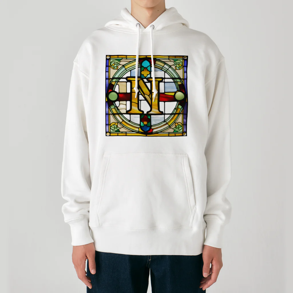 alphabet stained glassのstained glass N ヘビーウェイトパーカー