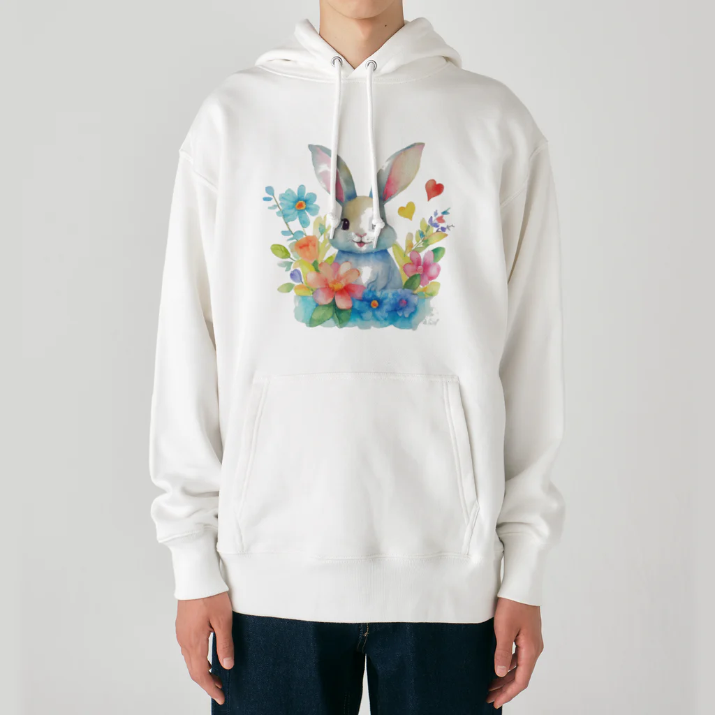 うさぎやの花に囲まれたうさぎ2 Heavyweight Hoodie