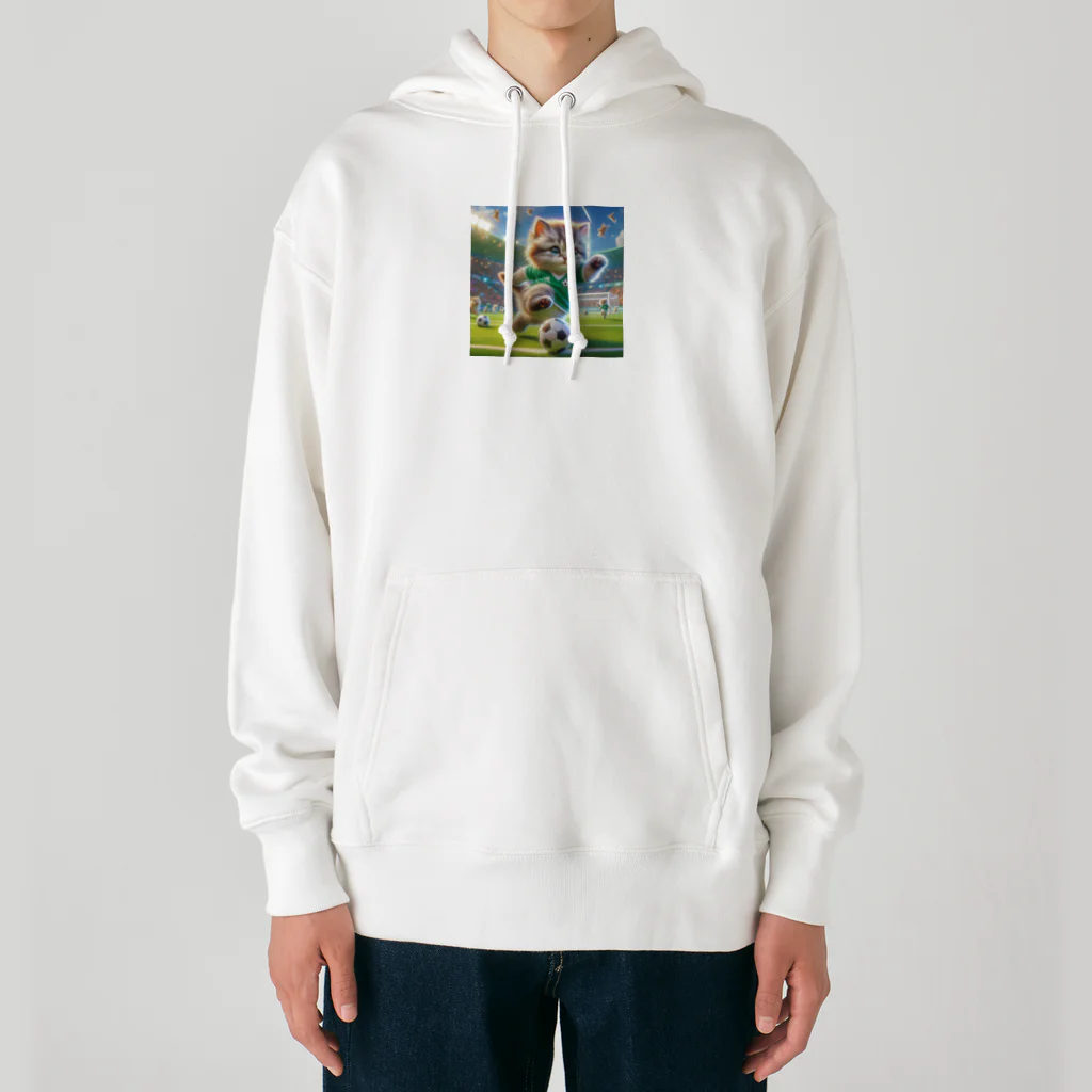 スポーツにゃんこ大戦争のサッカーにゃんこ Heavyweight Hoodie