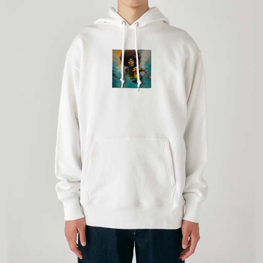 qloの海の世界を楽しむ女性 Heavyweight Hoodie