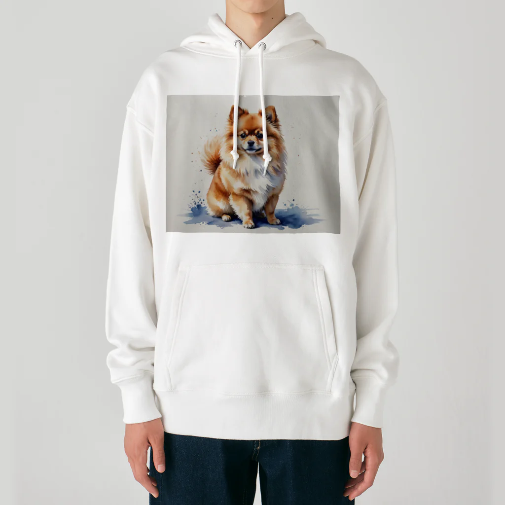 Animal Illustration shopのポメラニアン　Pomeranian　水彩画風 Heavyweight Hoodie