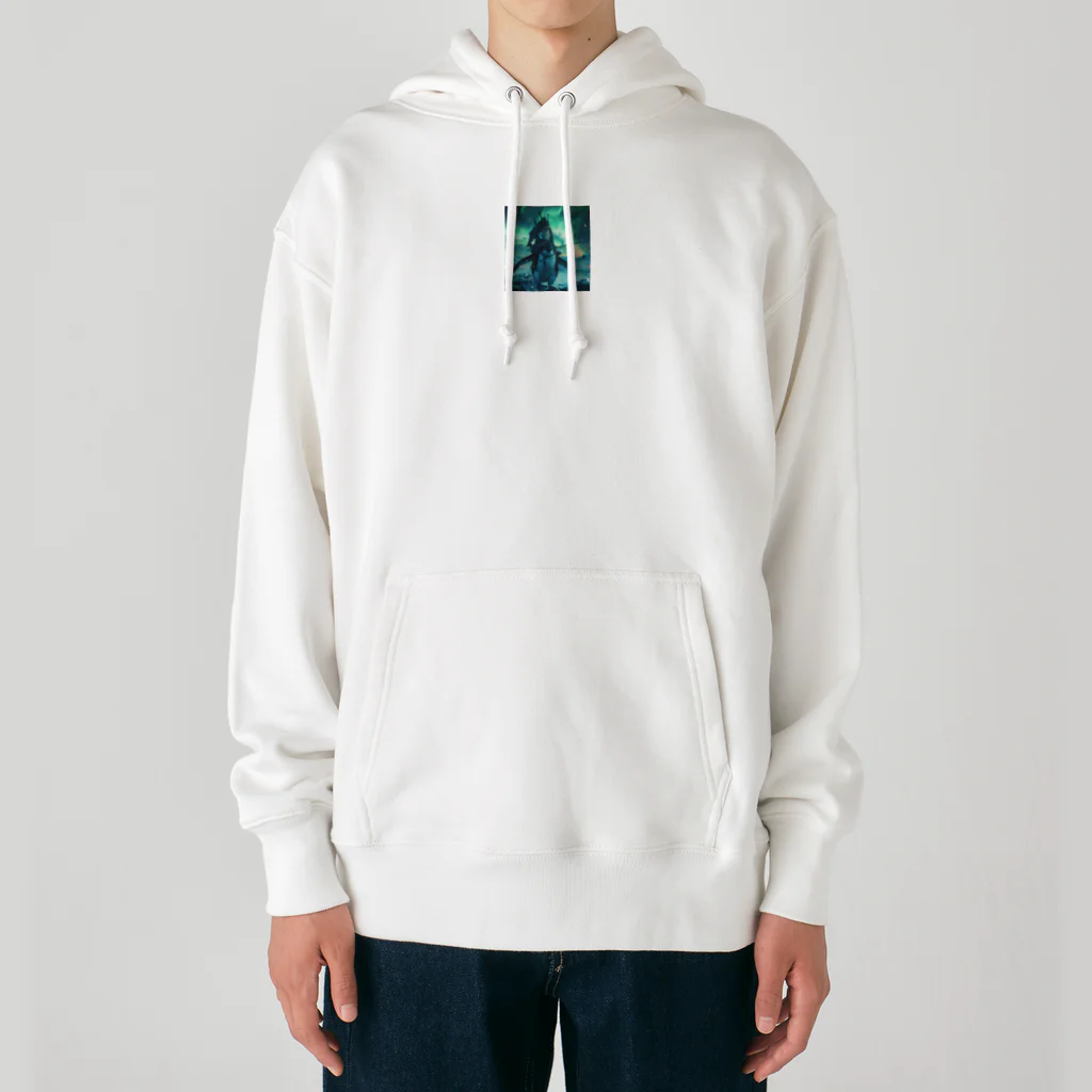 動物のおもしろ可愛いグッズのペンギン侍 Heavyweight Hoodie