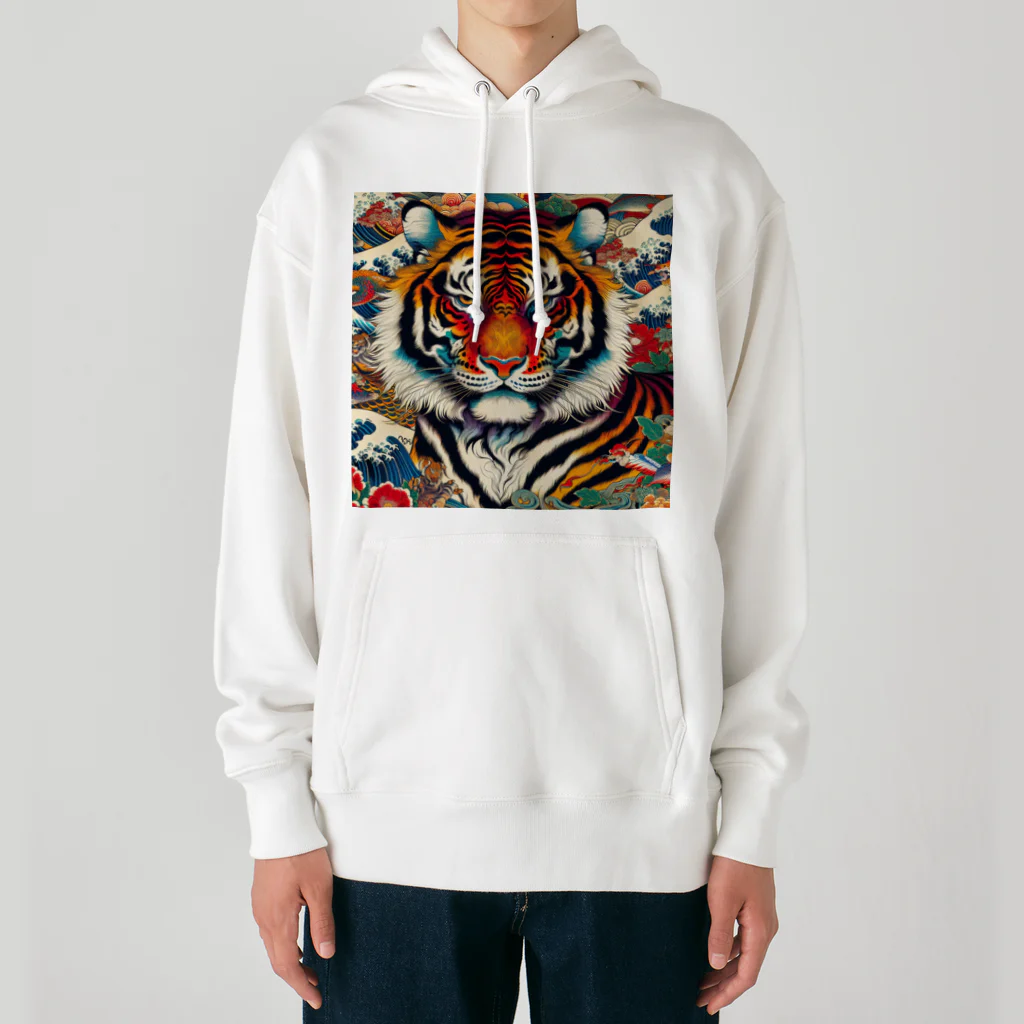 chaochao0701の浮世絵風　虎（顔）"Ukiyo-e style tiger (face)."  "浮世繪風格的虎（臉）。 Heavyweight Hoodie