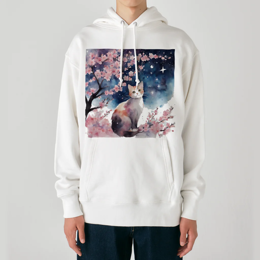 星降る夜にのsakura cat1 Heavyweight Hoodie