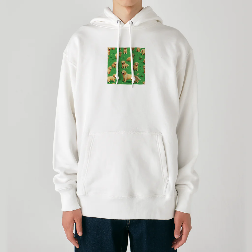 kinnirono-inuのドット絵　たくさんのゴールデンレトリバー２ Heavyweight Hoodie