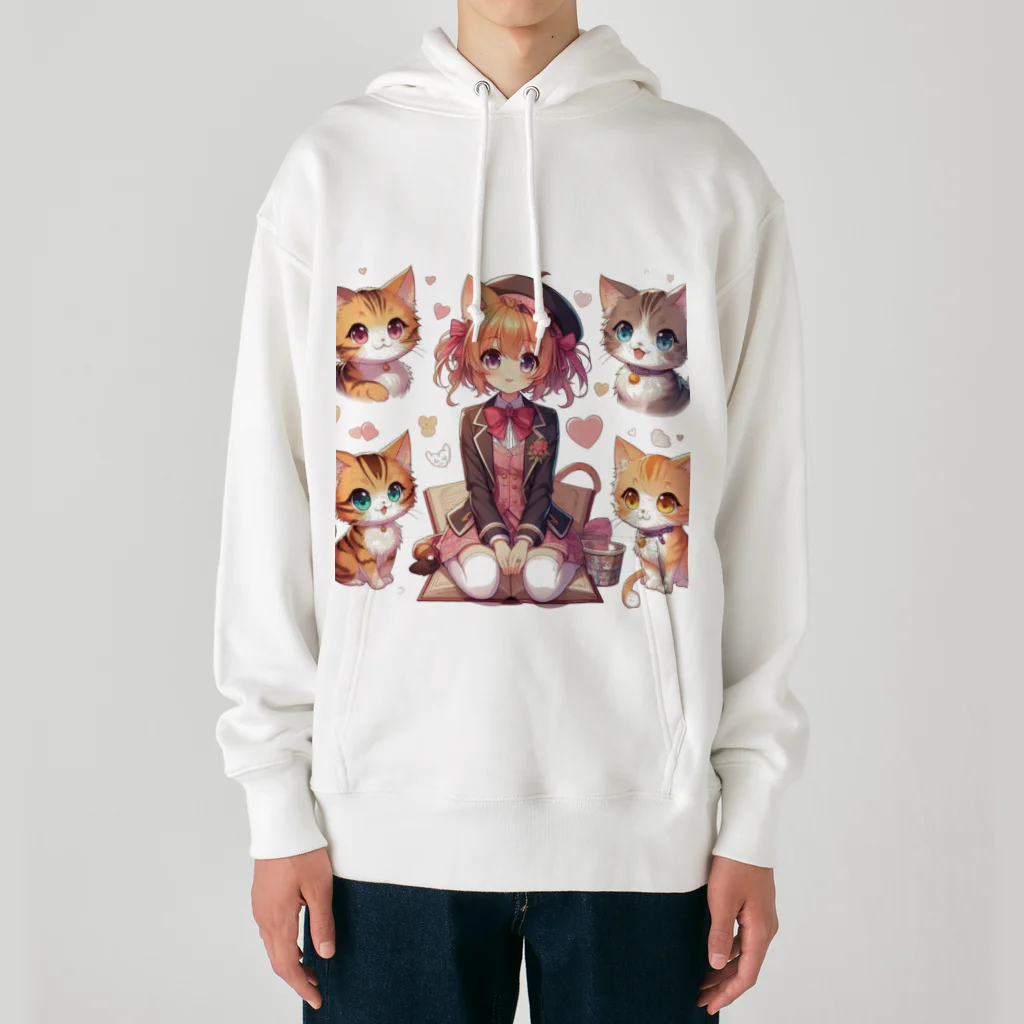 ウツボちゃんの大好きな猫に囲まれて Heavyweight Hoodie