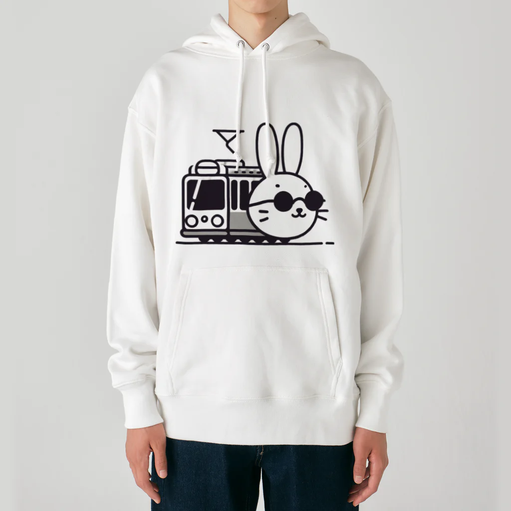 BOSATUの電車に乗ったうさぎ Heavyweight Hoodie