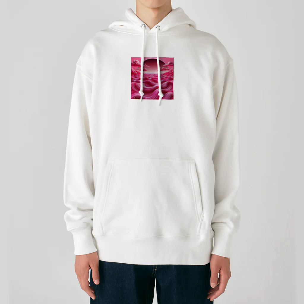 海の幸のホットピンクの海 Heavyweight Hoodie