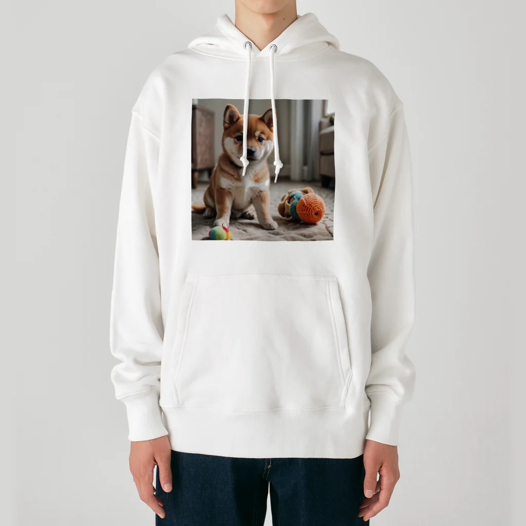 kaerinofficeの柴犬のかわいい幼子が写真の中央にいる。 Heavyweight Hoodie