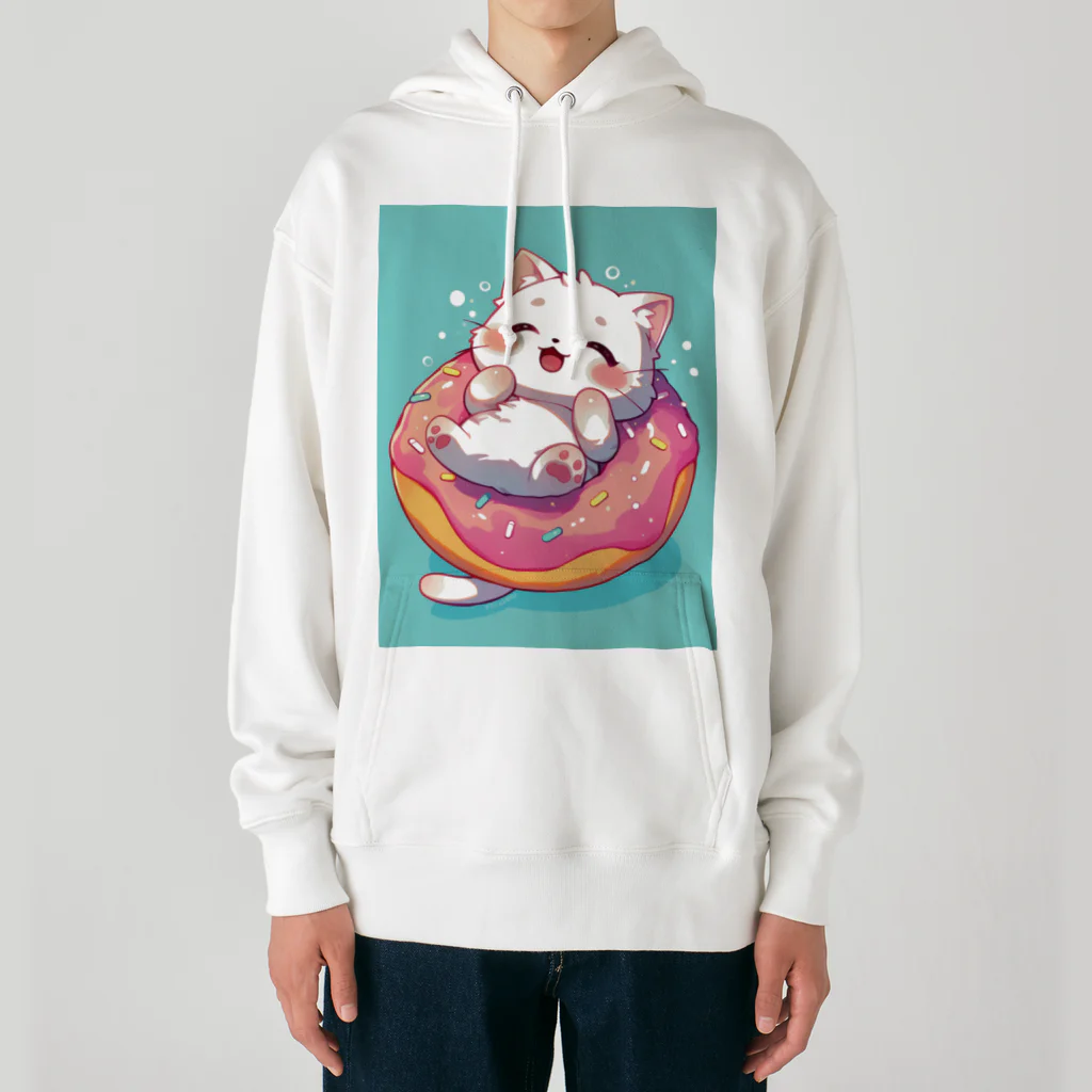 AQUAMETAVERSEの子猫ドーナツ浮輪楽む　　なでしこ1478 Heavyweight Hoodie