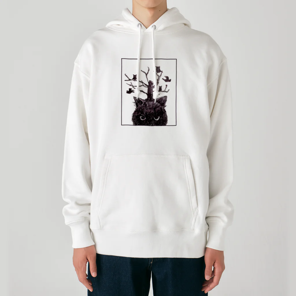 ブティック萌の猫とフクロウ Heavyweight Hoodie