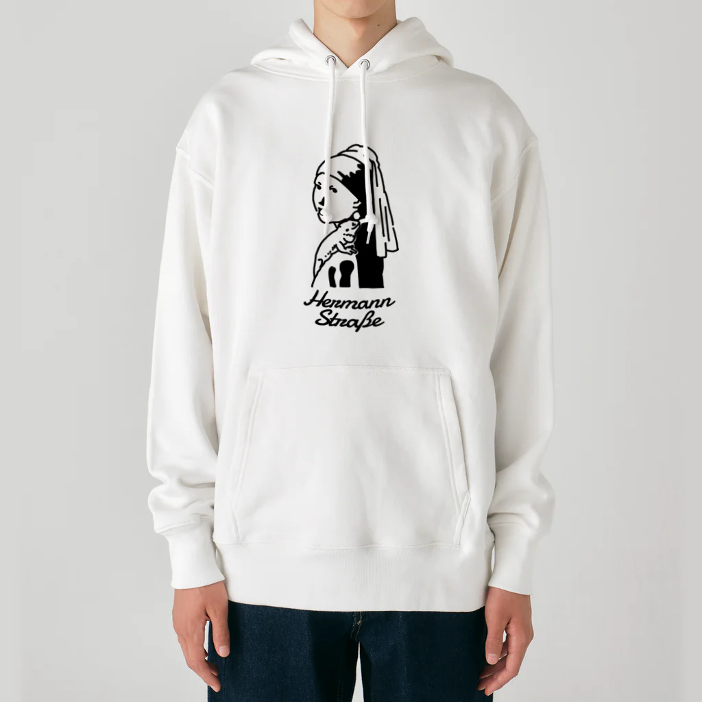 HermannStrasseのイラスト絵画：フェルメールとフトアゴヒゲトカゲ Heavyweight Hoodie