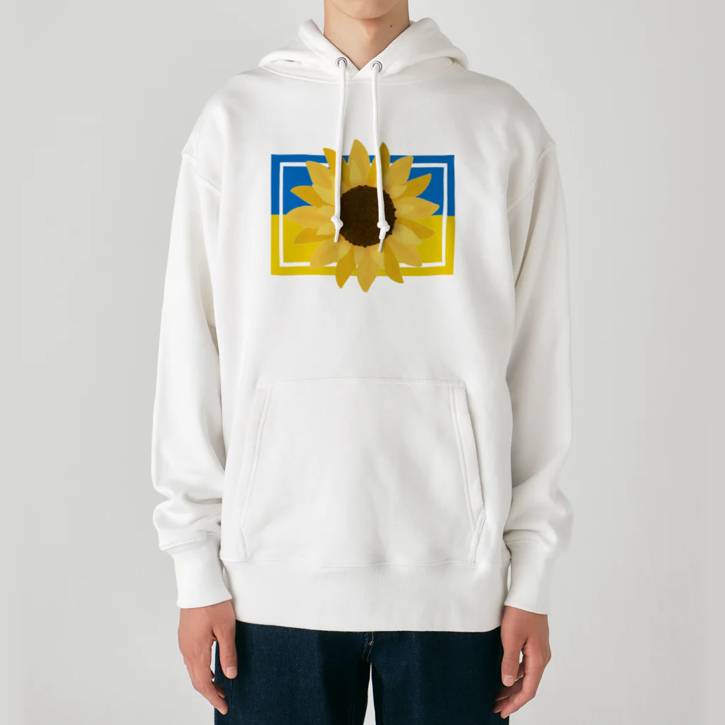 サトオのひまわりonウクライナ国旗 枠付き Heavyweight Hoodie