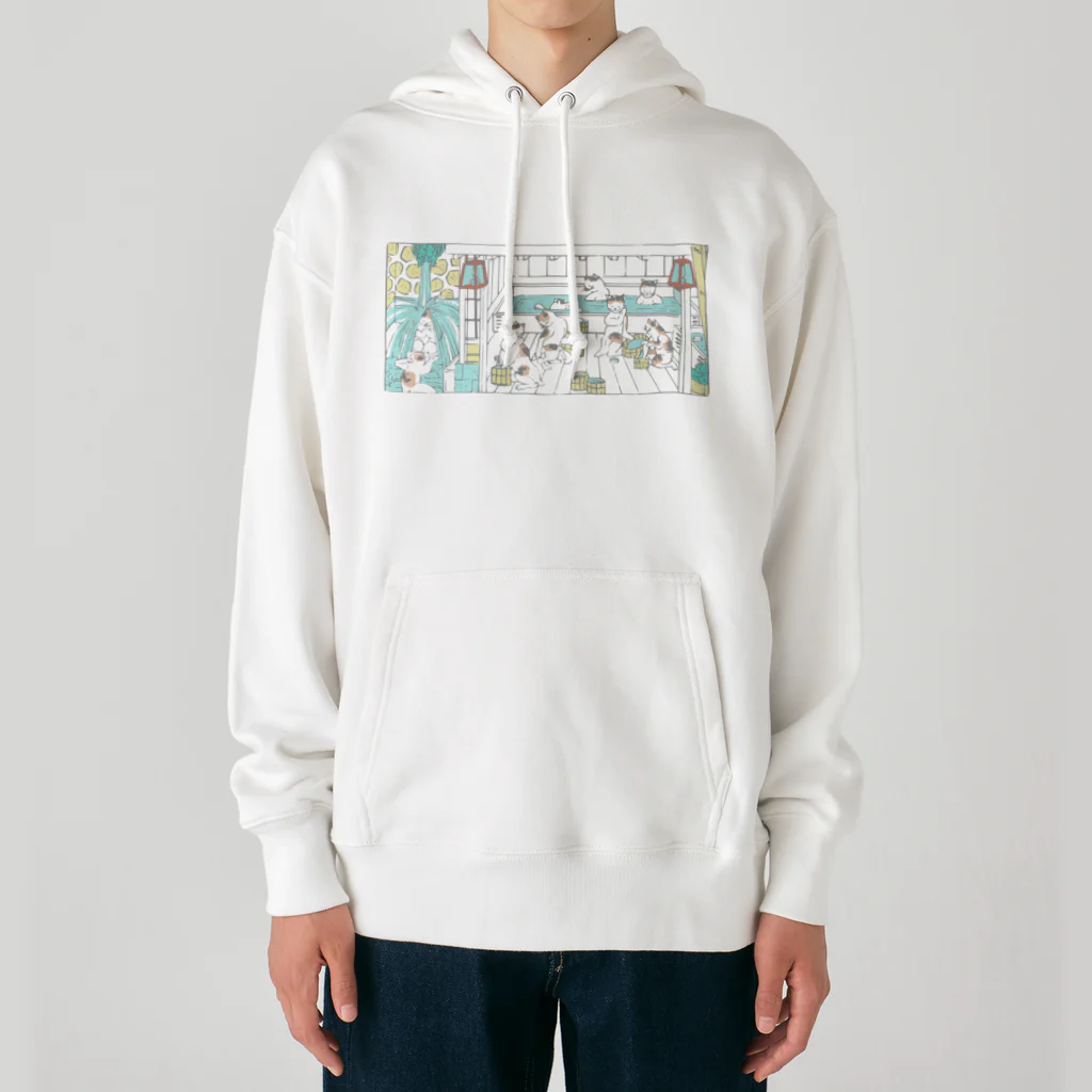 温泉グッズ@ブーさんとキリンの生活の猫の温泉（カラー） Heavyweight Hoodie