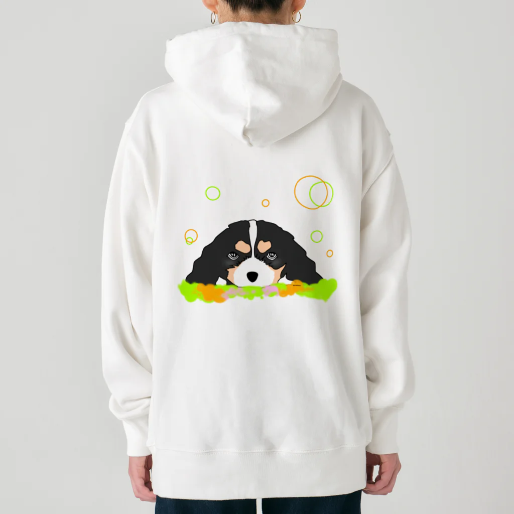 greetenのキャバリアトライカラー癒し犬 Heavyweight Hoodie