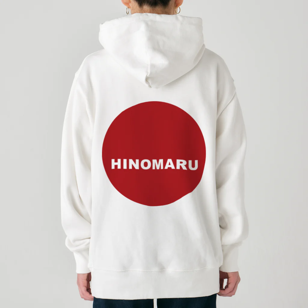 HI-IZURUのHIｰIZURU（黒文字）背中にHINOMARU国　国旗　ヘビーウェイトパーカー Heavyweight Hoodie