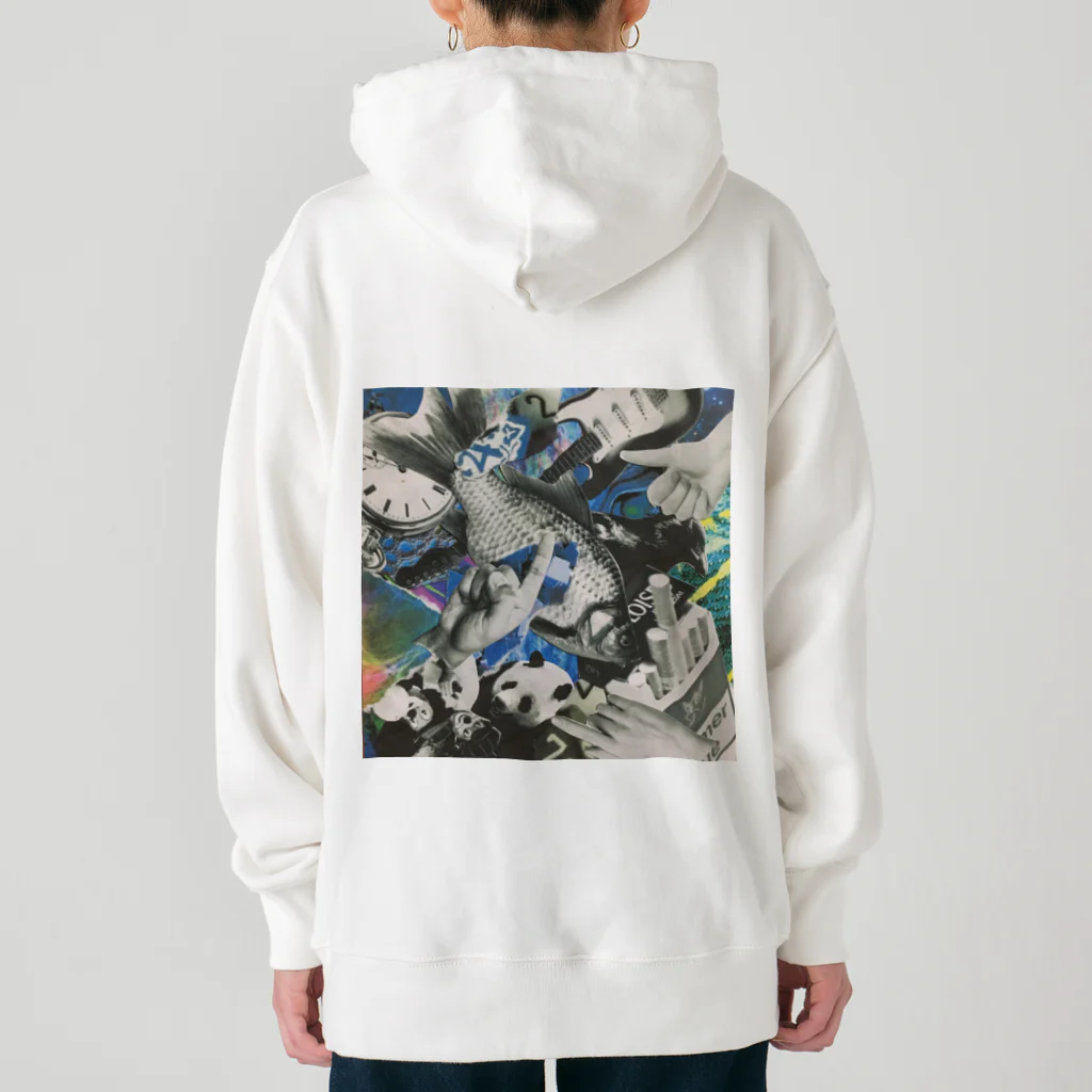 田中黄色水晶の青いにぎやかコラージュ Heavyweight Hoodie