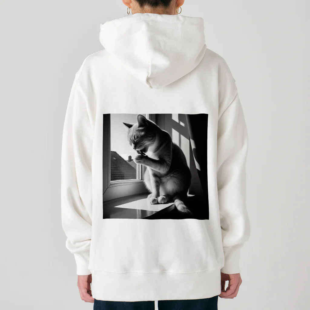 猫は癒やしの毛づくろい猫 Heavyweight Hoodie