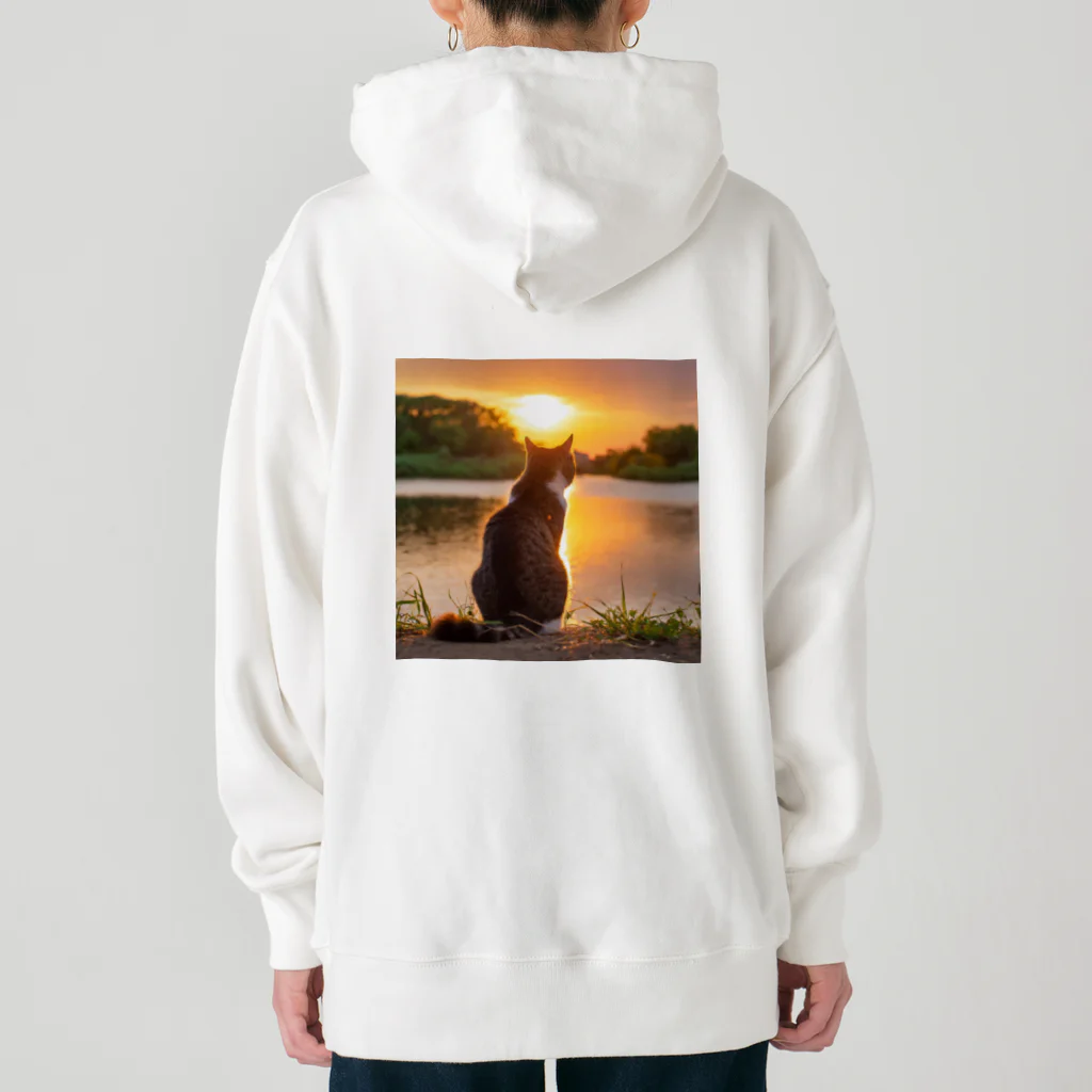 野良猫は星空の夢を見るの黄昏のキジトラ白-猫 Heavyweight Hoodie