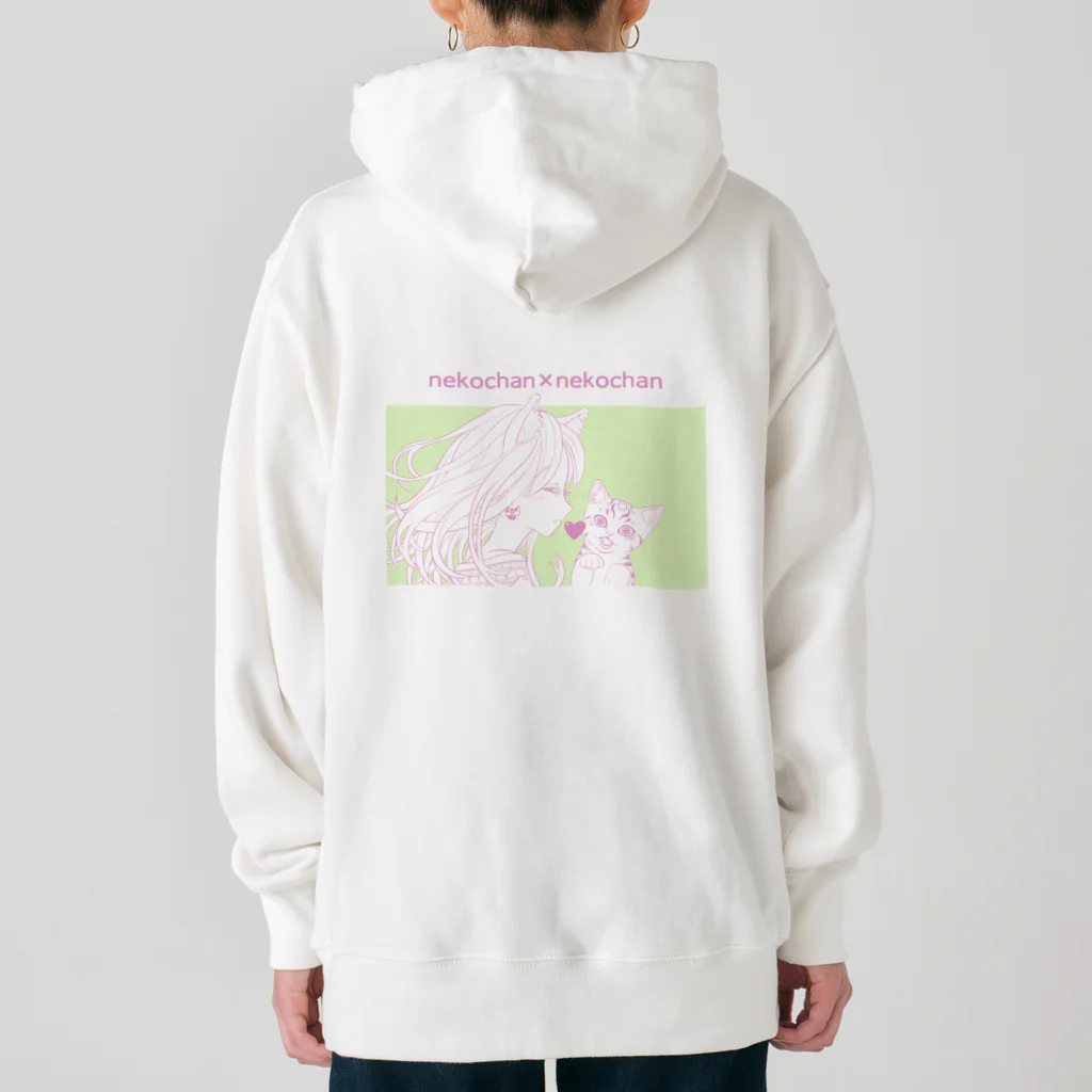 nya-mew（ニャーミュー）のネコチャン×ネコチャン(バックプリント) Heavyweight Hoodie