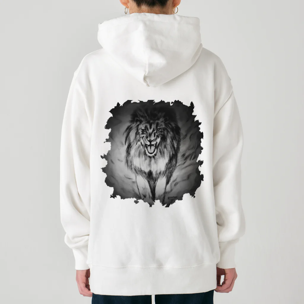 greetenのライオン　アートアニマル　モノクロ Heavyweight Hoodie