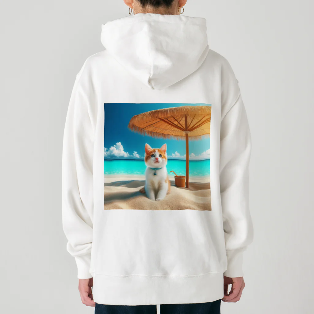 猫と紡ぐ物語の南国の海で一時のバカンスを楽しむ Heavyweight Hoodie