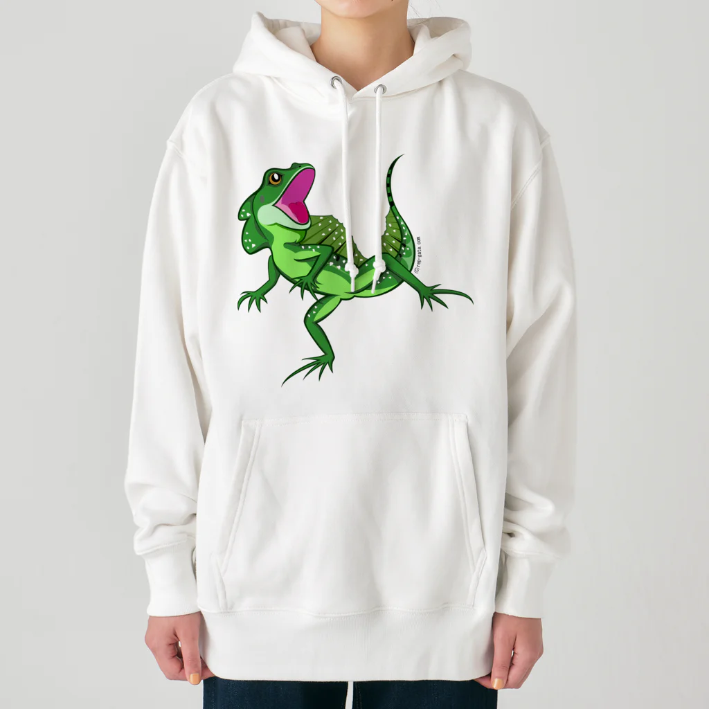 もむのふの爬虫類グッズやさんの水辺の忍者グリーンバシリスク Heavyweight Hoodie