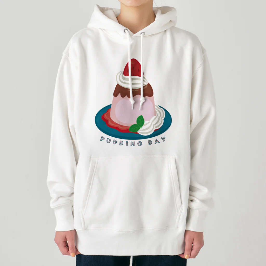 イラスト MONYAAT の毎月25日はプリンの日のプリン　イチゴプリン Heavyweight Hoodie