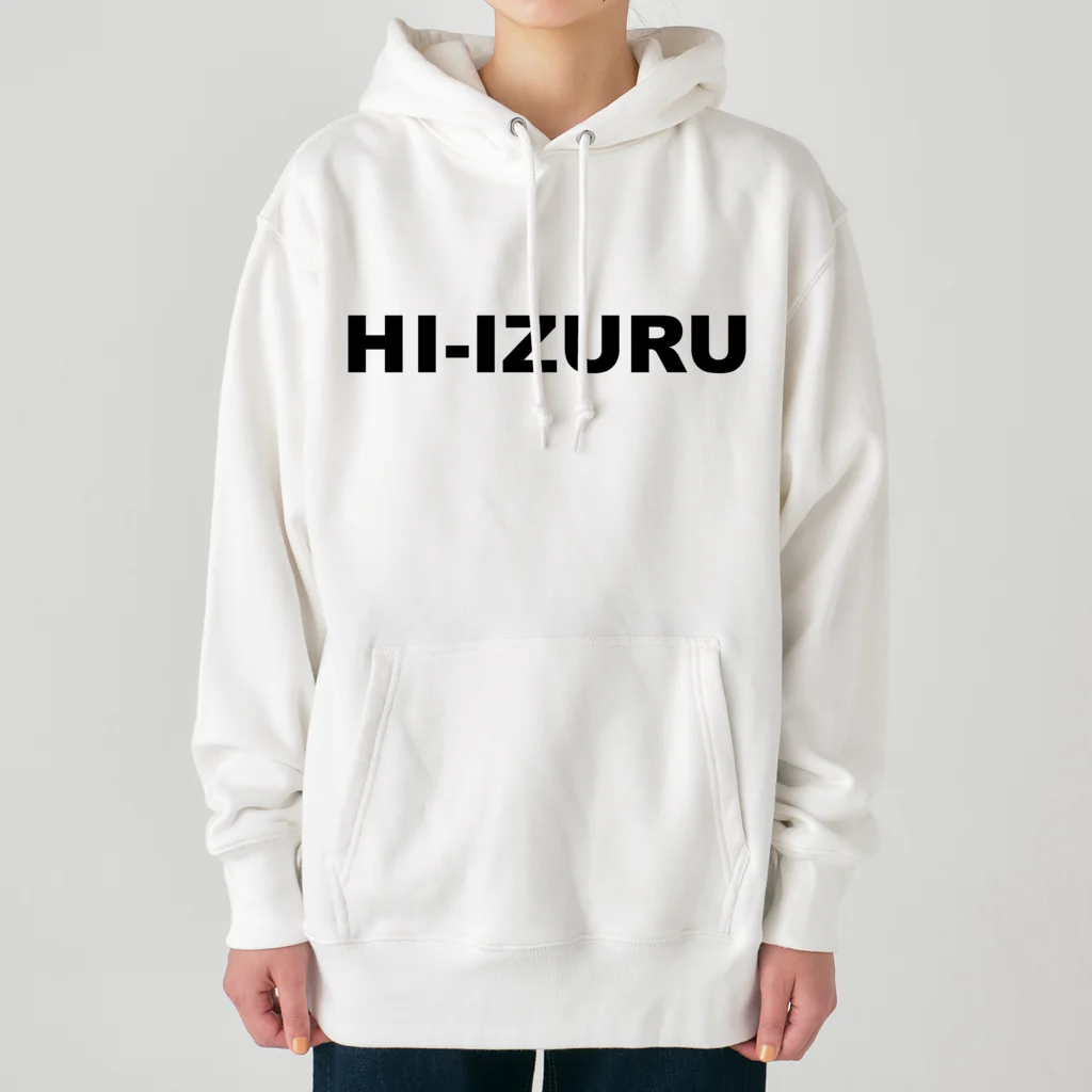 HI-IZURUのHIｰIZURU（黒文字）背中にHINOMARU国　国旗　ヘビーウェイトパーカー Heavyweight Hoodie