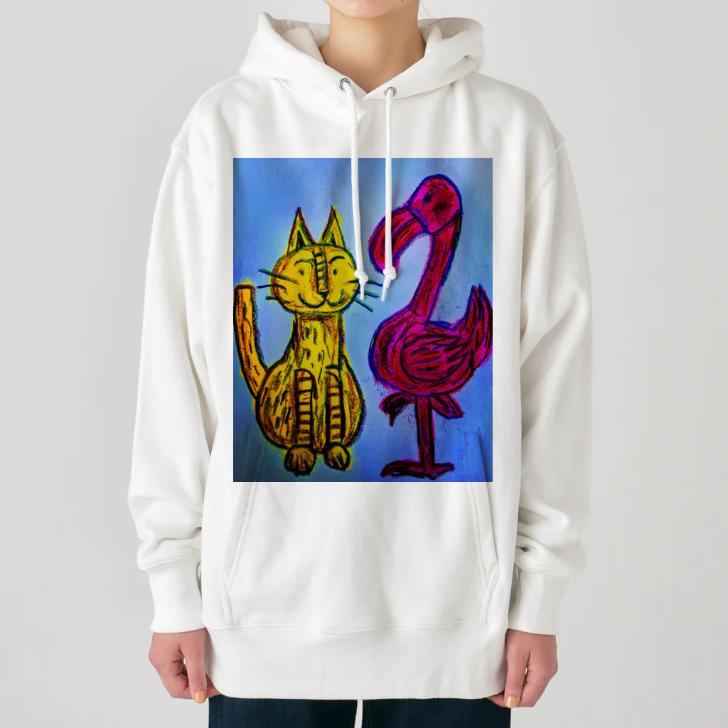 関ヶ原すー子の猫とフラミンゴ Heavyweight Hoodie