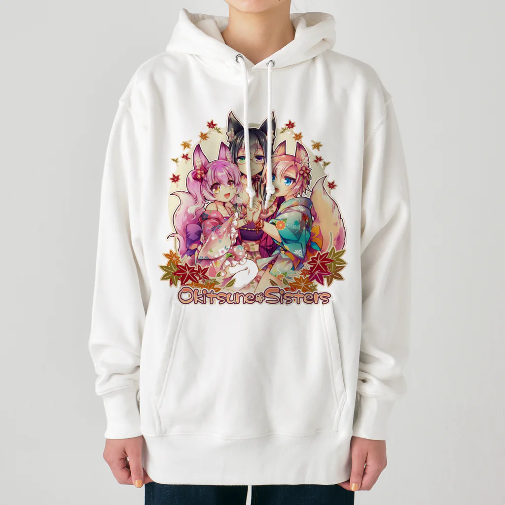 月蝕ざっか店＠SUZURIのOkitsune*Sisters - Ctype Heavyweight Hoodie