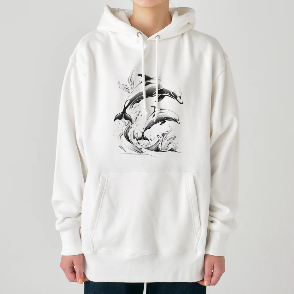 ■□ monochrome10 ■□のちょっと凹み気味のイルカ Heavyweight Hoodie