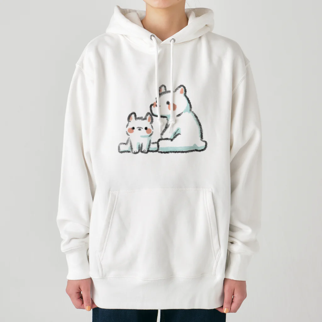 ふわきゅっとのふわふわシロクマ親子 Heavyweight Hoodie