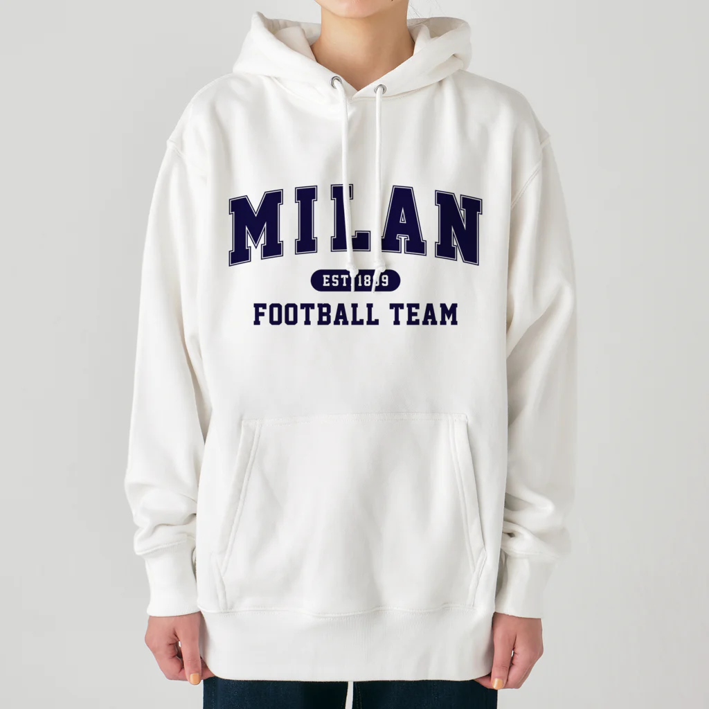 CALCIO1899のミラン_カレッジ風_ネイビー Heavyweight Hoodie