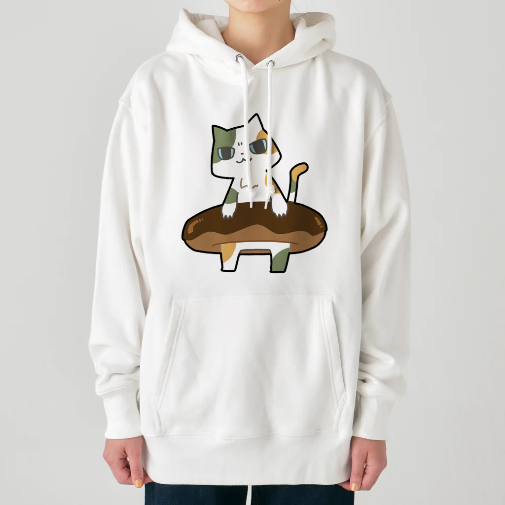 うさやのドーナツをゲットしてご満悦の猫 Heavyweight Hoodie