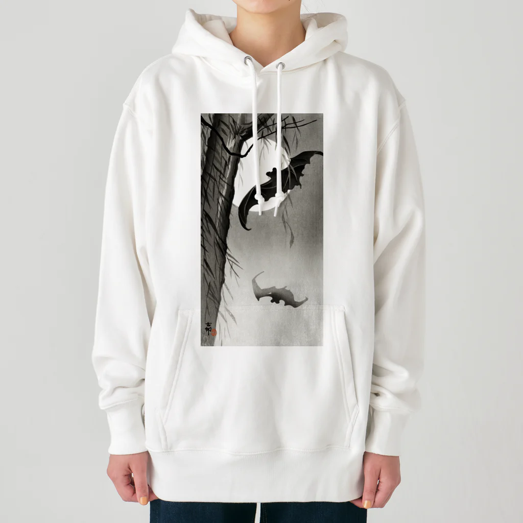 MUGEN ARTの小原古邨　月に蝙蝠（コウモリ）Ohara Koson / Bats under the full moon Heavyweight Hoodie