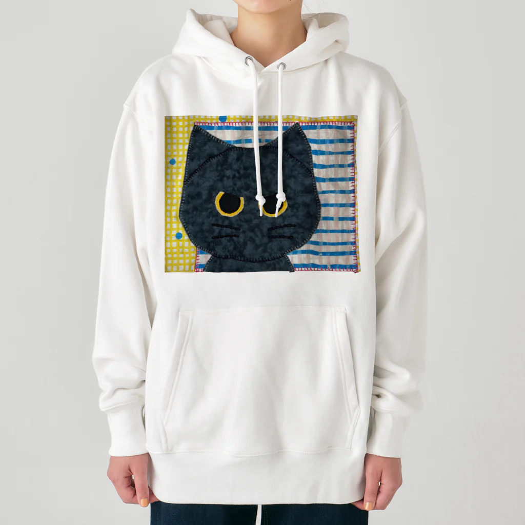 くろだまやさんの黒猫くろだまの手縫いアップリケ風 Heavyweight Hoodie