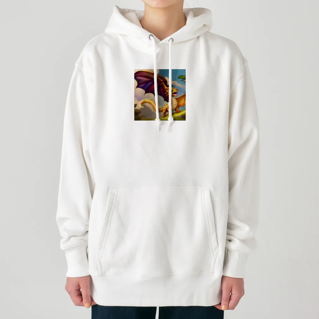 幸せアートワールドの可愛い龍のイラストグッズ Heavyweight Hoodie