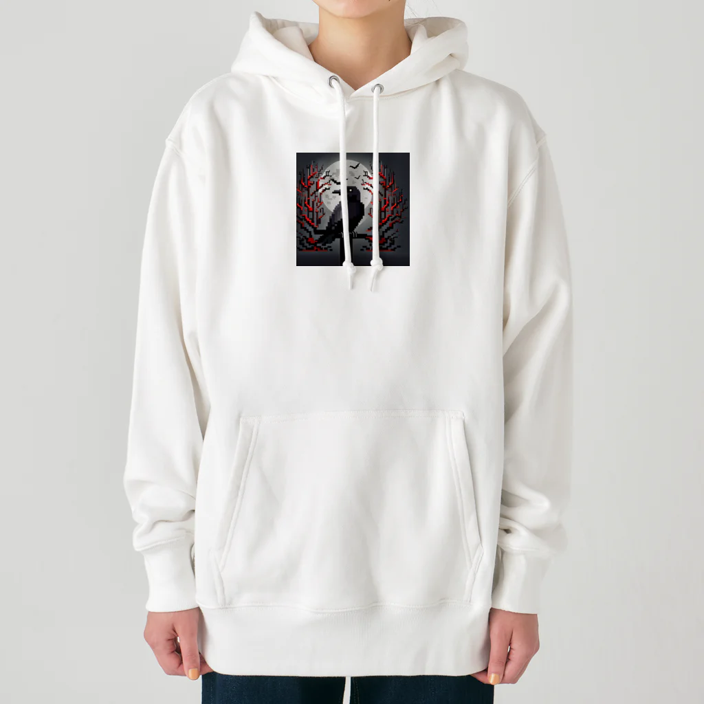 henohenomohejiadのドット絵のホラーなカラス Heavyweight Hoodie