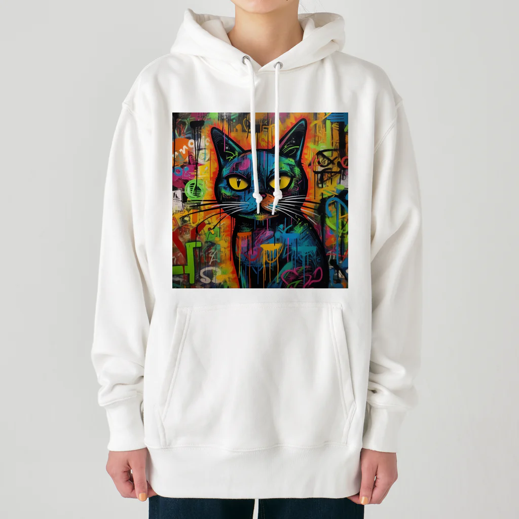 Hayate Kawakami オリジナルのサイバーパンク猫 Heavyweight Hoodie