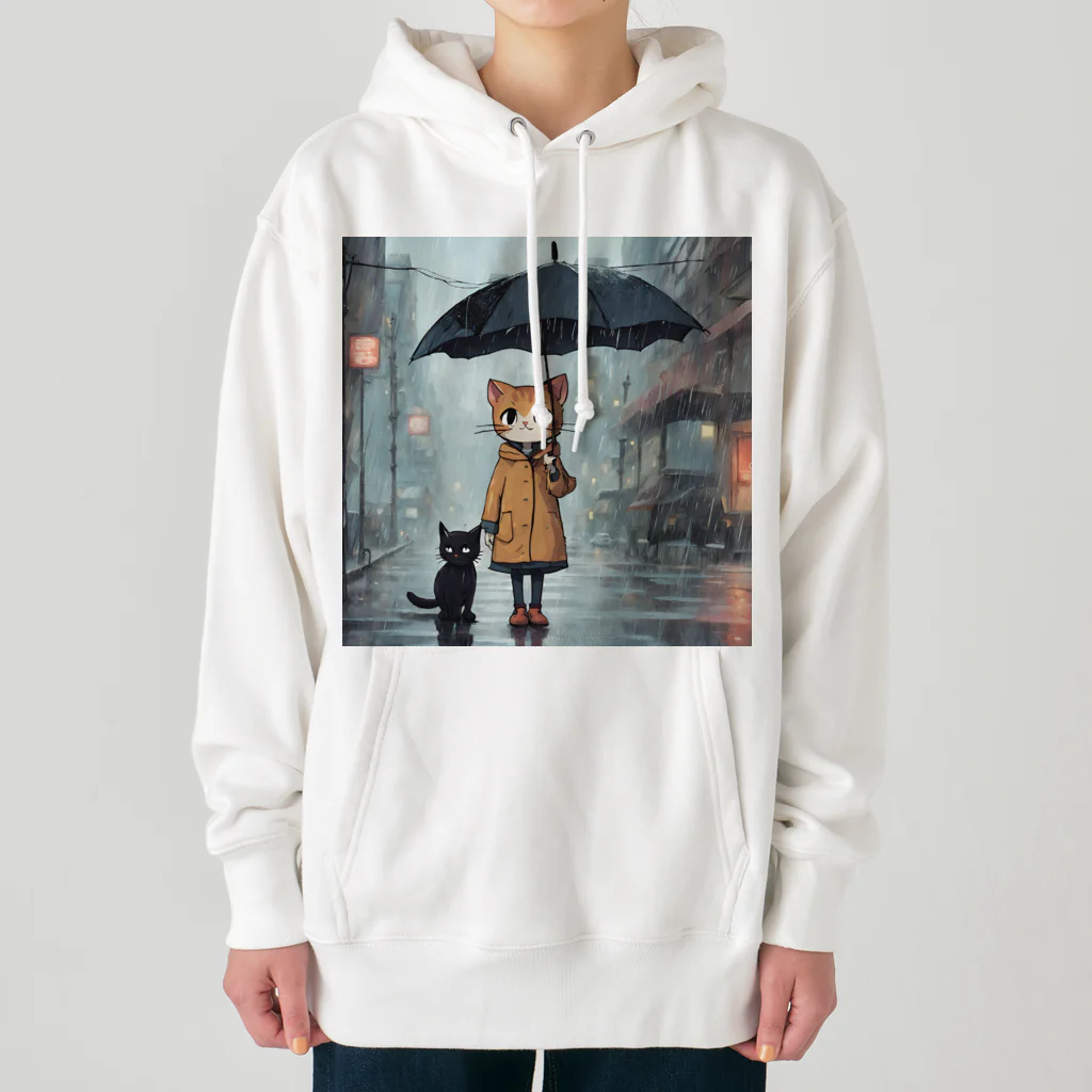 AI Creative Hub（AIクリエイティブハブ）の猫と傘 Heavyweight Hoodie