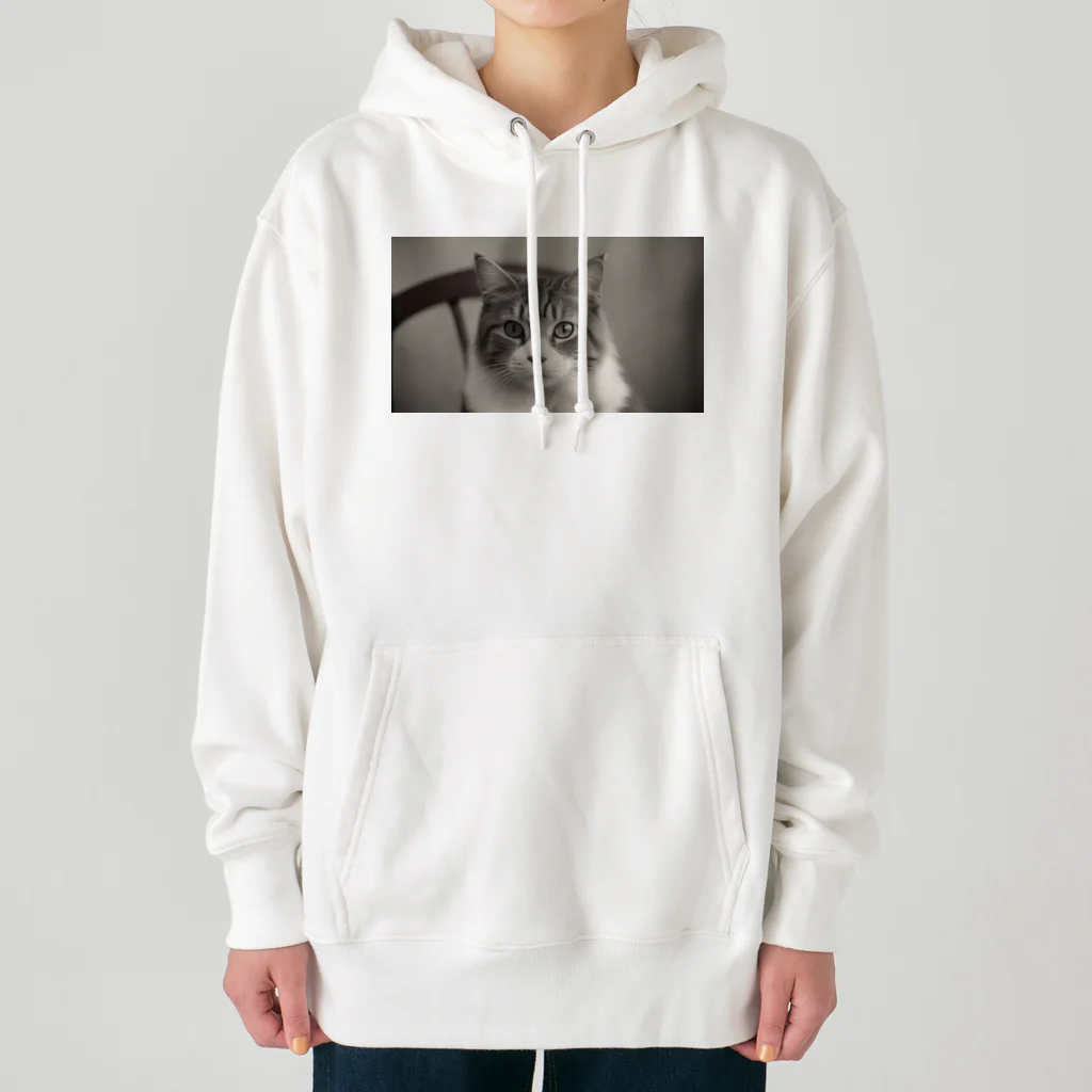 OKEN-11の猫グッズ　モノクロ写真　クラシック Heavyweight Hoodie