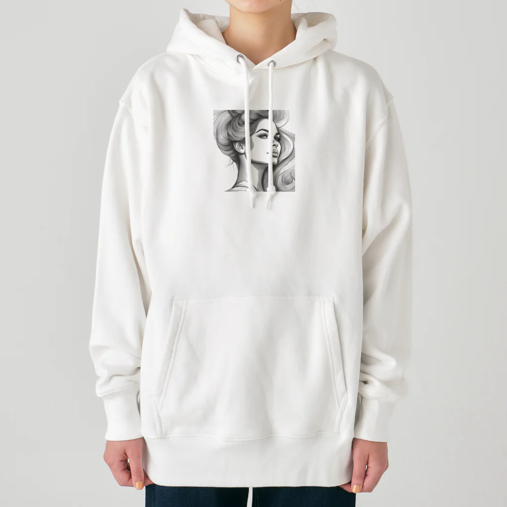 moribouの髪をかき上げる女性アートグッズ Heavyweight Hoodie