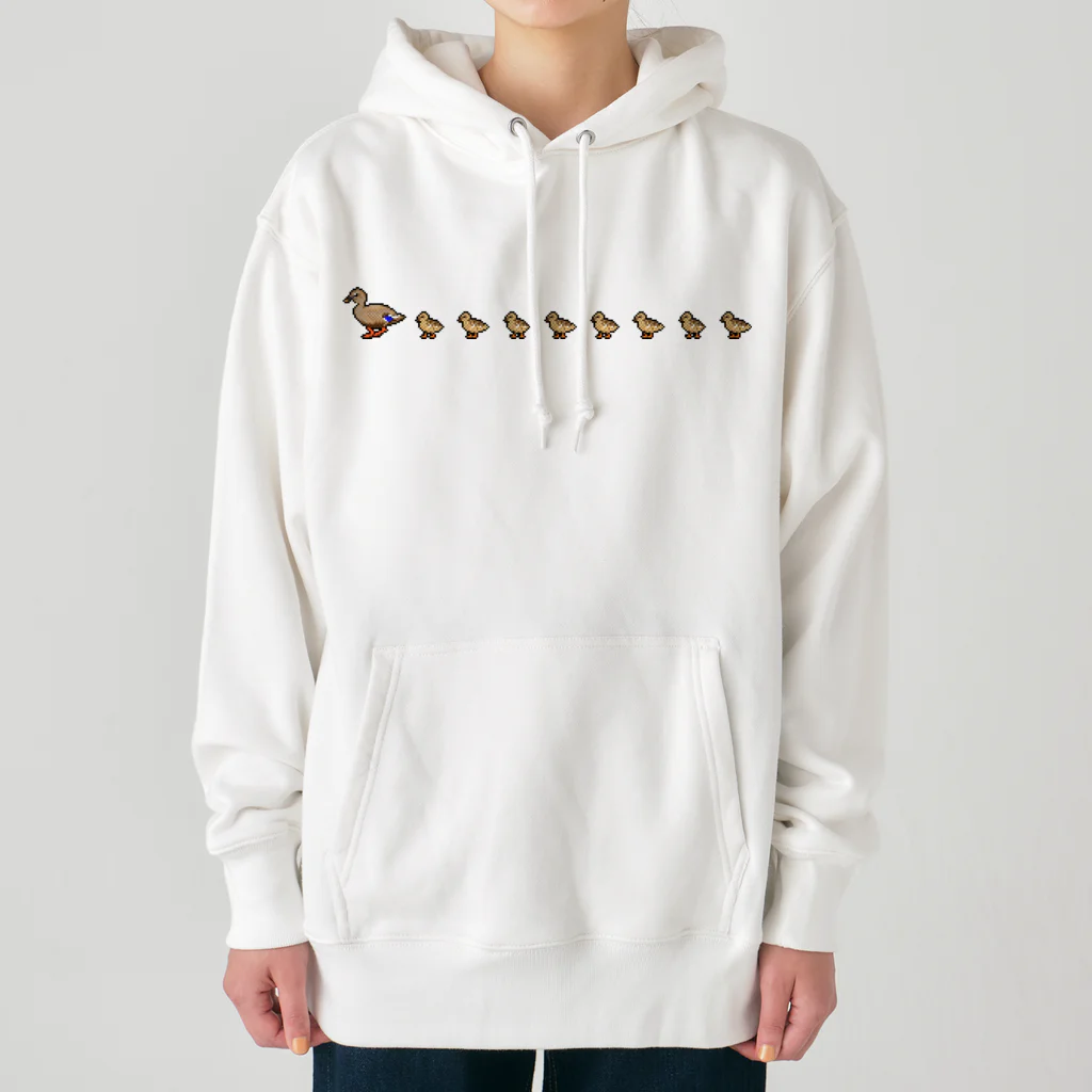 naturaloopのドット絵カルガモ親子の行列 Heavyweight Hoodie