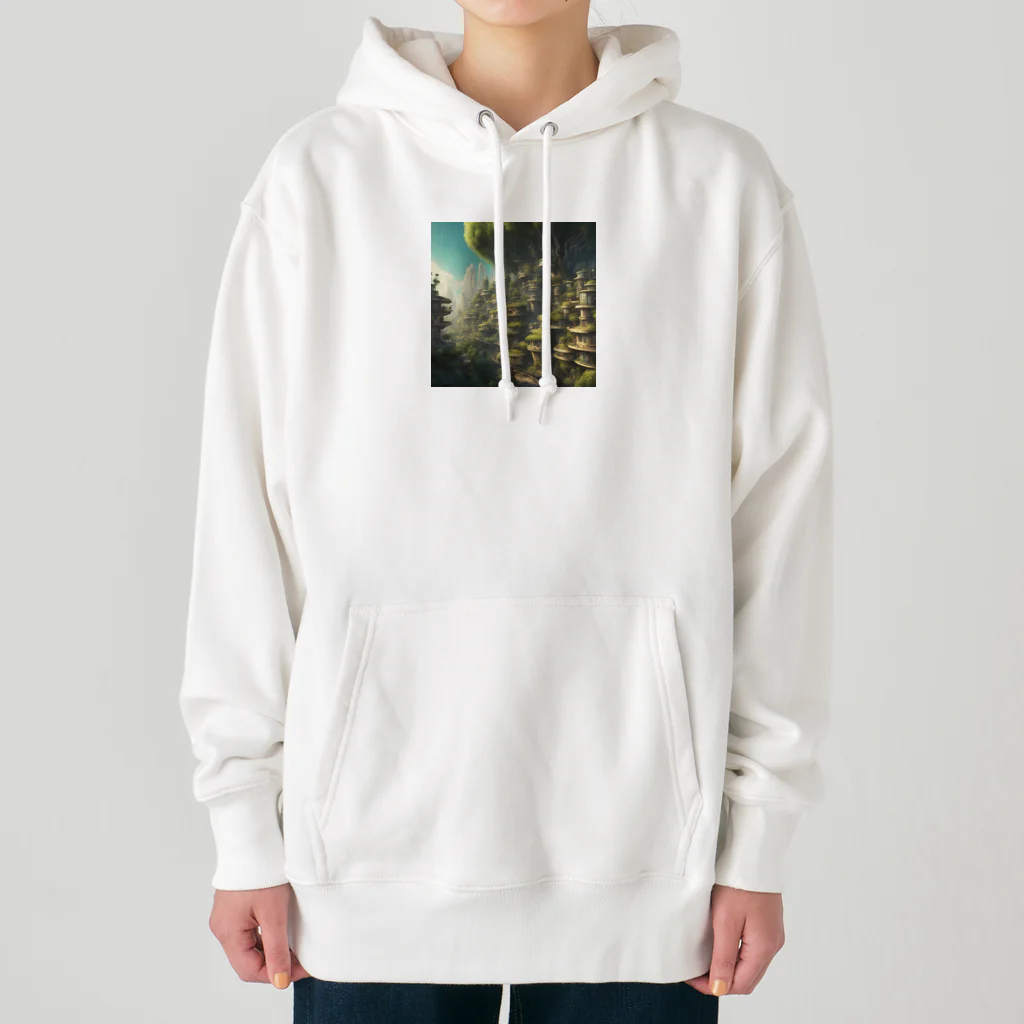 アーミタイの景色がきれいな町のイラストグッズ Heavyweight Hoodie